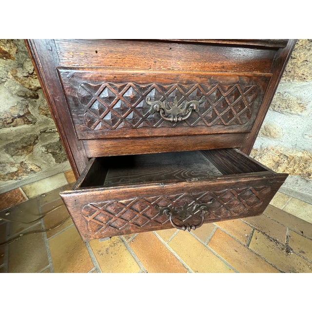 Brown Tall and Narrow Louis XV Oak Cabinet, 1770s For Sale - Image 8 of 11
