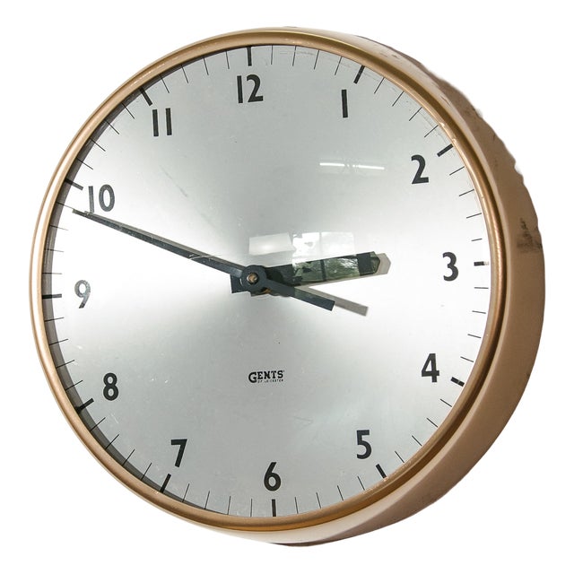Clock with Gold Finish from Gent of Leicester, England, 1960s For Sale