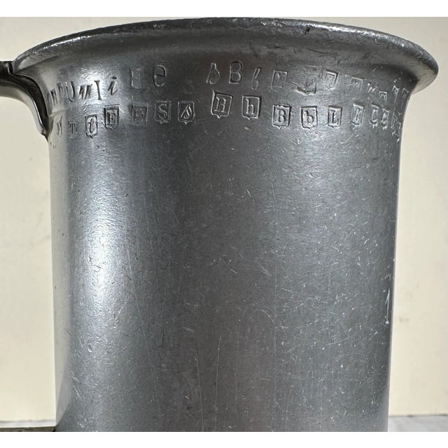 Two Antique French Heavy Pewter Measuring Tankards For Sale - Image 12 of 17