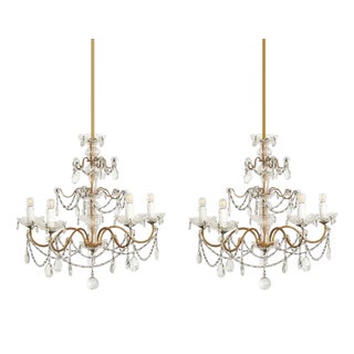 Crystal Chandeliers 1950s, Set of 2 For Sale