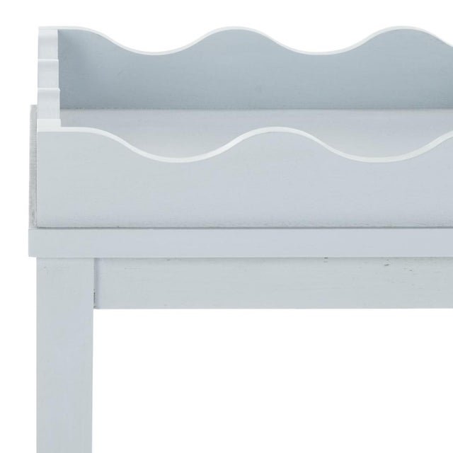 Spritely Home Darlyn Scalloped 1 Drawer Accent Table in Winter Sky For Sale - Image 4 of 9