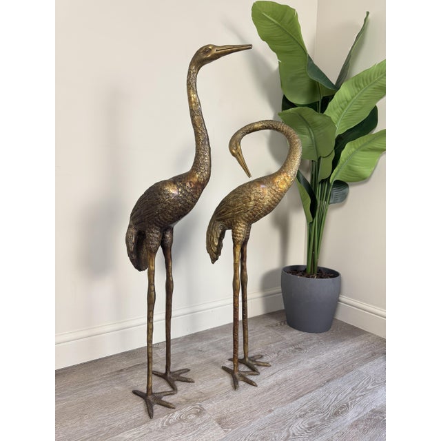 Large Vintage Bronze Crane Statues, 1920s-1940s, Set of 2 For Sale - Image 12 of 16
