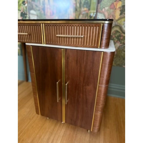2020s Walnut Wood Makeup Vanity Table & Mirror For Sale In New York - Image 6 of 9