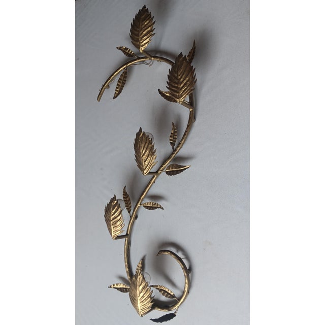 Golden Metal Branch with Leaves Wall Lamp, 1950s For Sale - Image 7 of 9