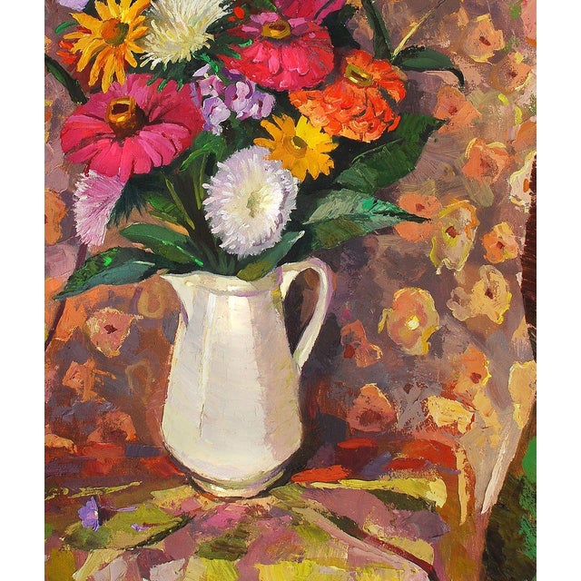 Oil Painting Still Life With a White Vase Egor Ktpatunov For Sale - Image 4 of 6