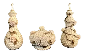 Meissen Style Schneeballen Snowball Dresser or Vanity Set - 3 Pieces