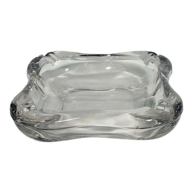 Large Antique Crystal Glass Ashtray Catchall For Sale