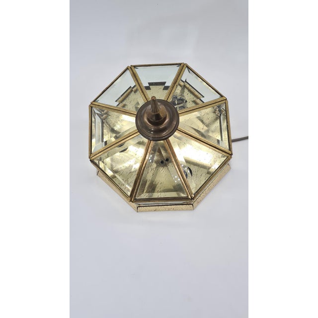 Hollywood Regency Ceiling Lamp in Bevelled Glass, 1990s For Sale - Image 4 of 13