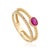 Ruby & Diamond Beaded Double Band Stacking Ring Size 9 Set in 14k Yellow Gold For Sale - Image 4 of 16