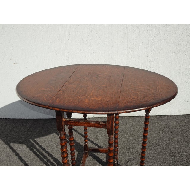 Antique Barley Twist Drop Leaf Side Table ~ French Country For Sale - Image 10 of 17