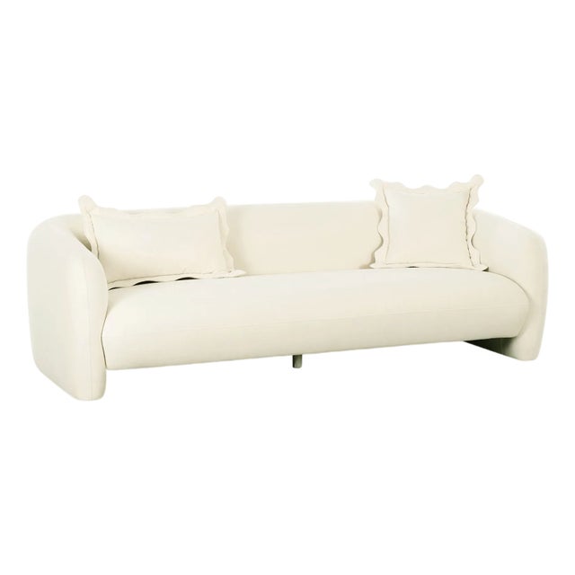 Lou Cream Performance Velvet Sofa For Sale In Los Angeles - Image 6 of 6