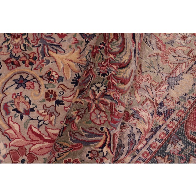 Textile Art Nouveau Medallion 1990's Pak-Persian Green/Green Wool Rug - 9'0'' X 12'7'' For Sale - Image 7 of 9