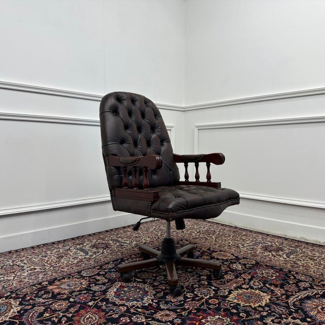 Metal English Chesterfield Desk Chair For Sale - Image 7 of 8