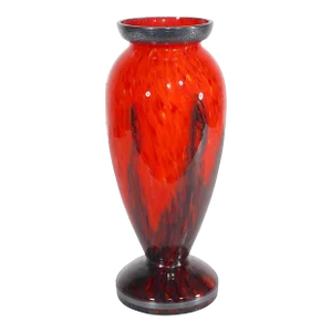 Czech Art Glass Vase With Silver Trim C. 1920/1930's