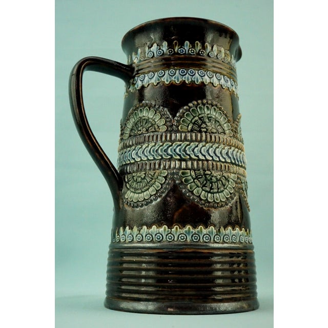 Majolica Ceramic Jug Vase with Bas-Relief from by Royal Doulton Lambeth, England, 19th Century For Sale - Image 15 of 18