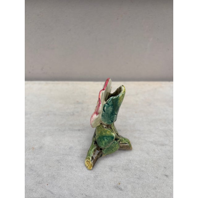 Delphin Massier Small 19th Century Majolica Wild Rose Vase Delphin Massier For Sale - Image 4 of 5
