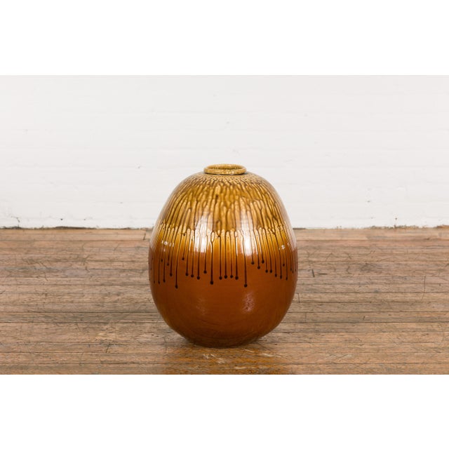 Prem Collection Artisan Handcrafted Two-Tone Vase with Dripping Décor For Sale - Image 12 of 12