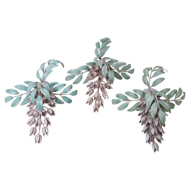 Hand-Painted Wisteria Flower Wall Lamps by Hans Kögl, 1970s, Set of 3 For Sale - Image 14 of 14