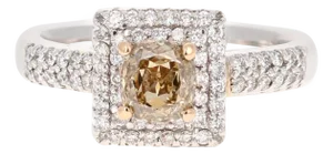 1.46 Carat Champagne Diamond 18 Karat White Gold Engagement Ring, Size 6.75