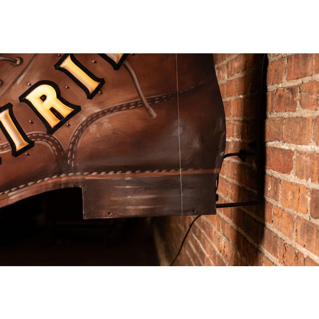 Vintage Double-Sided Boot Form "Repairing" Illuminated Trade Sign For Sale - Image 13 of 15