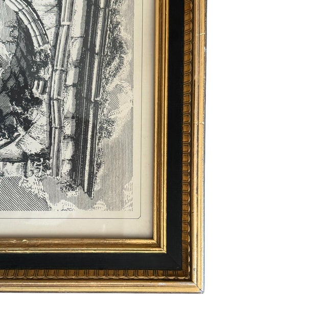 Neoclassical Vintage Framed Architectural Engraving After Piranesi, Veduta Dell’Arco Di Gallieno, Rome For Sale - Image 3 of 8