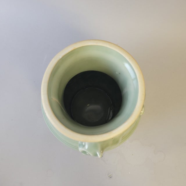 Celadon Vintage Chinese Celadon Vase With Tiger and Cub Motif For Sale - Image 8 of 9
