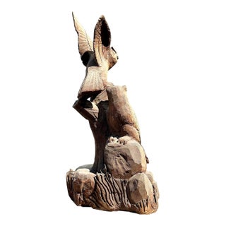 Vintage Hand Carved Owl Perch For Sale