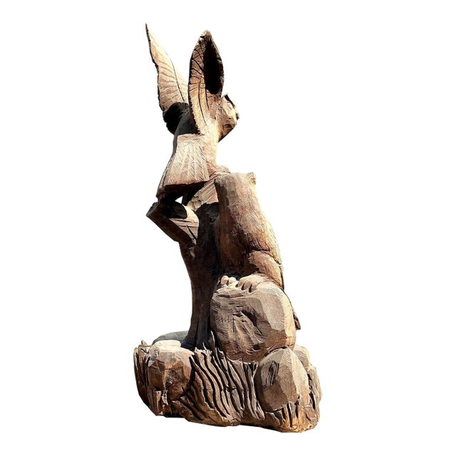 Vintage Hand Carved Owl Perch For Sale