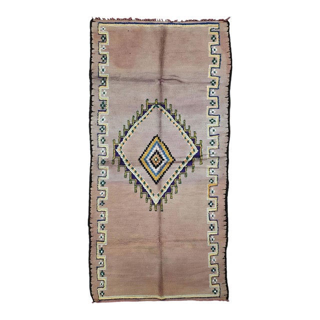 1980s Moroccan Tribal Berber Wool Rug - 12.3 X 5.3 Ft For Sale