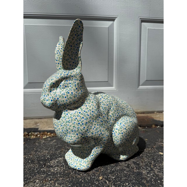 A cute life-sized chintz paper mache rabbit for your cottagecore or granny chic space. Would also be adorable in a nursery.
