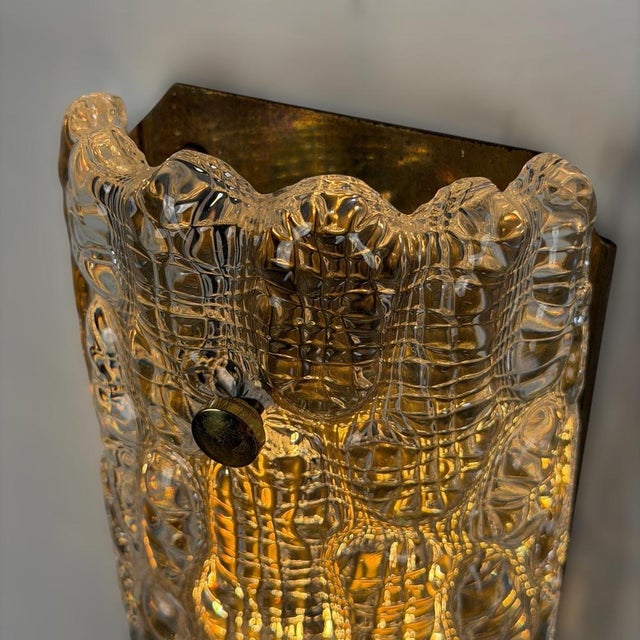 Glass and Brass Wall Lights attributed to Carl Fagerlund for Orrefors, 1970s, Set of 2 For Sale - Image 16 of 18