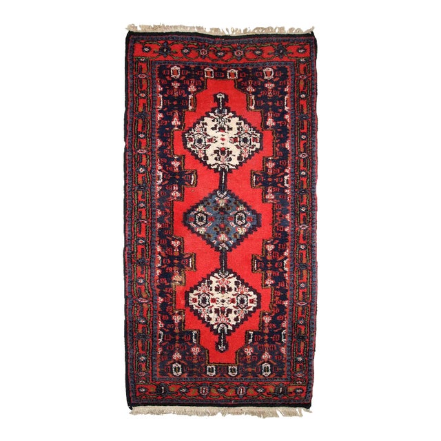 1970s Handmade Vintage Persian Hamadan Rug For Sale