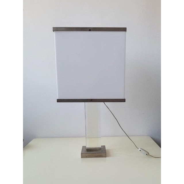 Acrylic Glass and Metal Table Lamp, Italy, 1970s For Sale - Image 16 of 18