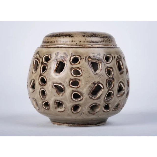 Ceramic Danish Ceramic Carved Bowl with Holes, 1950s For Sale - Image 7 of 7