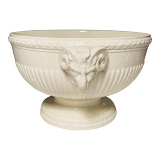 Wedgewood Edme English Classical Roman Urn Shaped Fluted Centerpiece Serving Bowl Rams Head Handles For Sale