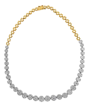 IGI Certified 14K Yellow Gold 14 3/4 cttw Pave Set Round-Cut Diamond Riviera Necklace (F-G Color, S2-I1 Clarity)