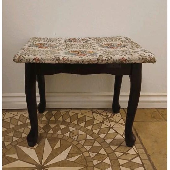 Vanity Bench Mahogany Queen Ann Tapestry Style Piano Foot Stool 2008 For Sale - Image 15 of 17
