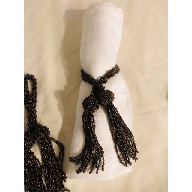 Late 20th Century Brown Bead Napkin Ring Tassels- Set of 4 For Sale - Image 4 of 5