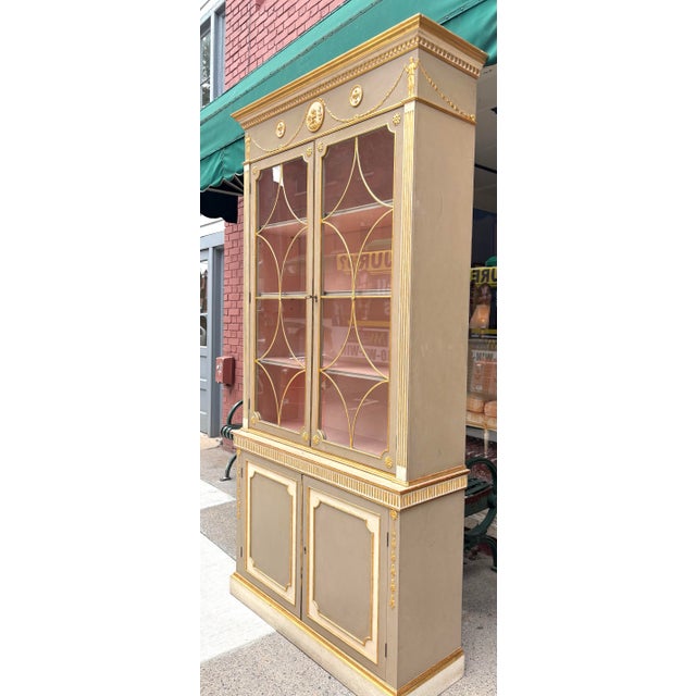 Elegant Mid-Century Hollywood Regency Hand Painted Cabinet For Sale - Image 10 of 11