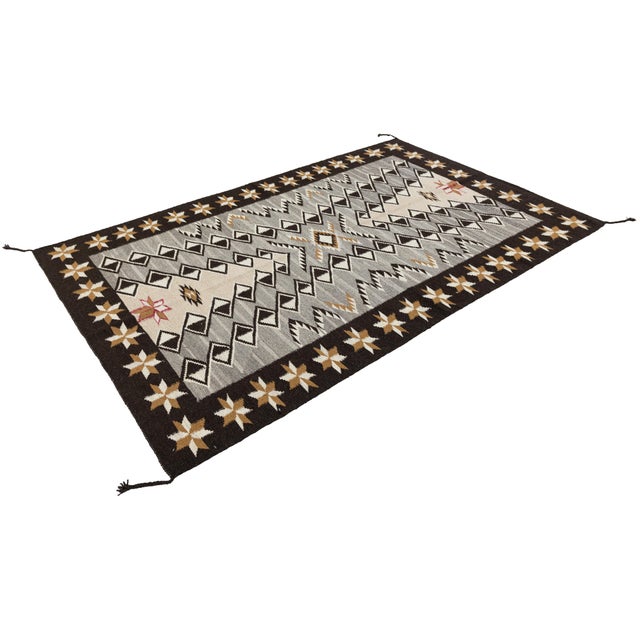 Contemporary Hand-Knotted Navajo Style Wool Rug With Geometric Star Border For Sale - Image 4 of 10