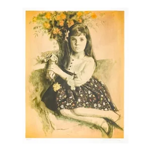 1970s Joseph Bowler Little Girl Lithograph