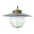 Vintage Blue Enamel and Brass Frosted Glass Pendant Light For Sale - Image 6 of 6