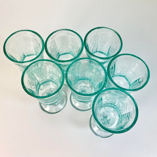 Glass 1970s Vintage Victorian Boho Chic Indiana Glass Co. Recollection Goblets - Set of 7 For Sale - Image 7 of 12