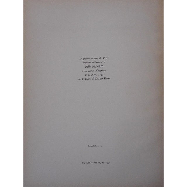 Pablo Picasso Vintage Mid 20th C. Limited Edition Picasso Lithograph - From Verve Art Journal For Sale - Image 4 of 5