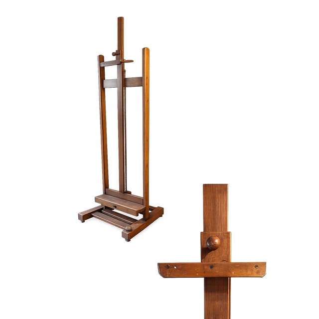 Early 20th Century Antique Reeves & Sons London Artist Studio Easel, Early 20th C., Crank Adjustable, Original Patina For Sale - Image 5 of 7