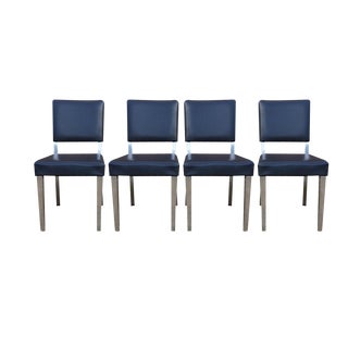 Art Deco Machine Age Industrial Chrome & Leatherette Dining Chairs, 1950s, Set of 4 For Sale