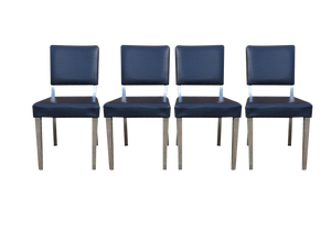Art Deco Machine Age Industrial Chrome & Leatherette Dining Chairs, 1950s, Set of 4