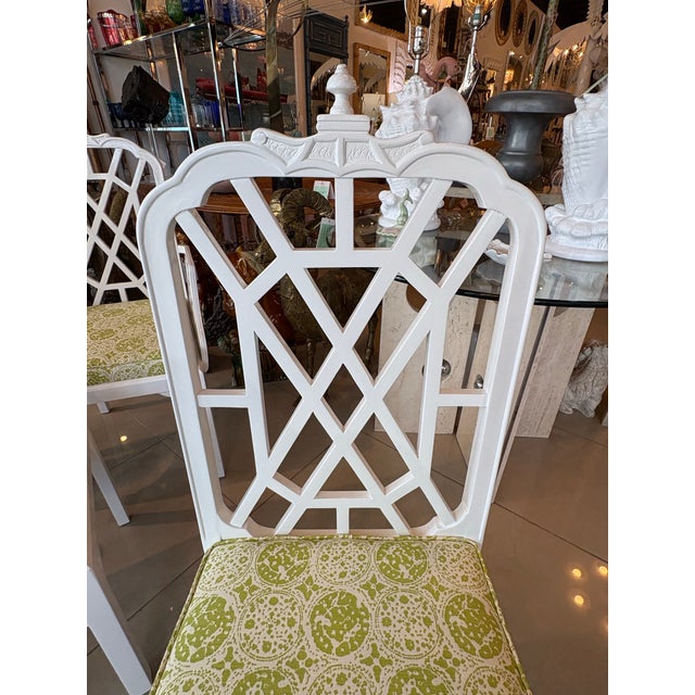 Set of 6 Newly Lacquered Upholstered Pagoda Chinese Chippendale Dining Chairs For Sale In West Palm - Image 6 of 12