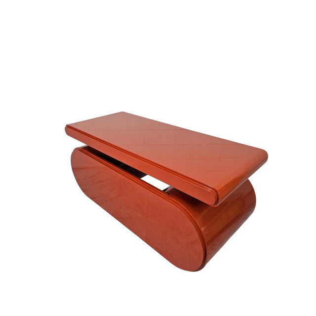 Orange Sculptural Postmodern Burnt Orange Desk With Cylindrical Pedestals, 1980s For Sale - Image 8 of 12