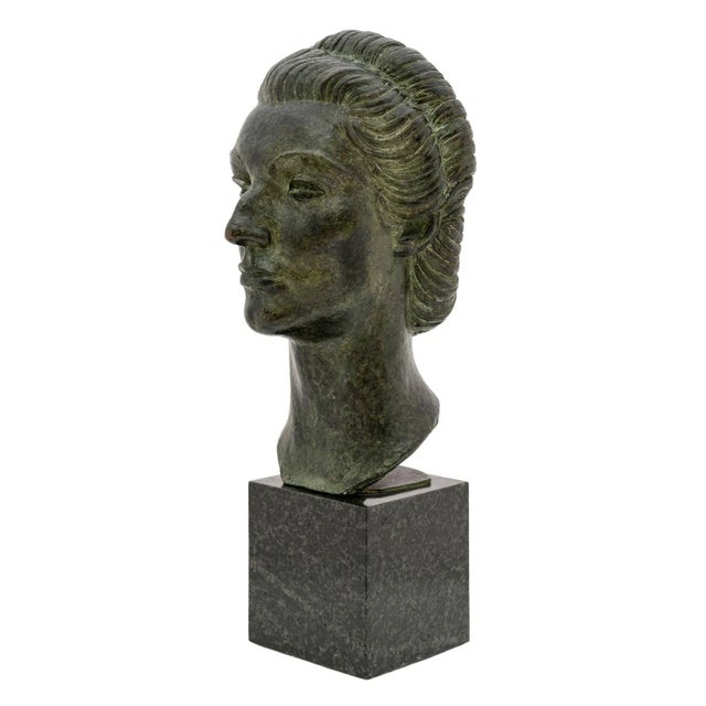 Metal Michael Powolny, Seclin Bust of Woman, 1938, Bronze For Sale - Image 7 of 7